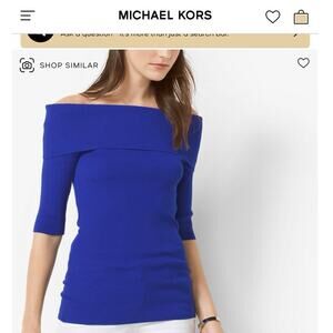 MICHAEL Michael Kors blue ribbed off the shoulder sweater size LARGE stretchy